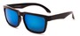 Angle of Subzero #1673 in Glossy Black Frame with Blue Mirrored Lenses, Women's and Men's Aviator Sunglasses