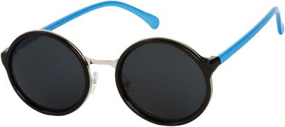 Angle of Sienna #5560 in Black/Blue Frame, Women's Round Sunglasses