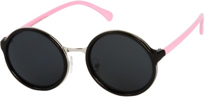 Angle of Sienna #5560 in Black/Pink Frame, Women's Round Sunglasses