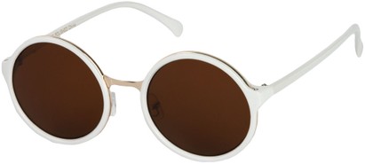 Angle of Sienna #5560 in White Frame, Women's Round Sunglasses