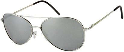 Angle of SW Mirrored Aviator Style #289 in Silver Frame with Mirrored Lenses, Women's and Men's  
