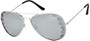 Angle of SW Floral Aviator Style #1940 in Silver Frame with Silver Mirrored Lenses, Women's and Men's  