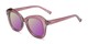 Angle of Lydia #5166 in Purple Frame with Purple Mirrored Lenses, Women's Cat Eye Sunglasses