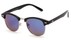 Angle of Globetrotter #6531 in Black Frame with Blue Mirrored Lenses, Women's and Men's Browline Sunglasses