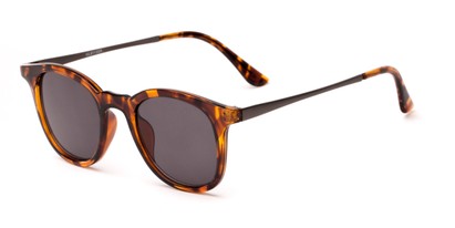 Angle of Heritage #16040 in Tortoise/Grey Frame with Grey Lenses, Women's and Men's Round Sunglasses