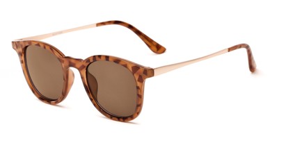 Angle of Heritage #16040 in Light Tortoise/Gold Frame with Amber Lenses, Women's and Men's Round Sunglasses
