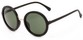 Angle of River #2869 in Matte Black Frame with Green Lenses, Women's Round Sunglasses