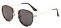 Angle of Madeira #2872 in Grey Tortoise/Gold Frame with Smoke Lenses, Women's and Men's Round Sunglasses