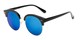 Angle of Tristan #2883 in Black Frame with Blue Mirrored Lenses, Women's Browline Sunglasses