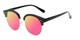 Angle of Tristan #2883 in Black Frame with Pink/Yellow Mirrored Lenses, Women's Browline Sunglasses
