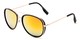 Angle of Cayuga #2687 in Black/Gold Frame with Orange Mirrored Lenses, Women's and Men's Aviator Sunglasses