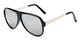 Angle of Redding #5180 in Glossy Black Frame with Silver Mirrored Lenses, Men's Aviator Sunglasses