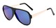 Angle of Redding #5180 in Matte Black Frame with Blue Mirrored Lenses, Men's Aviator Sunglasses