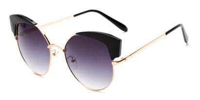 Angle of Sloan #9701 in Black Frame with Smoke Lenses, Women's Cat Eye Sunglasses