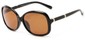 Angle of Helena #1114 in Black Frame with Amber Lenses, Women's Round Sunglasses