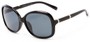 Angle of Helena #1114 in Black Frame with Grey Lenses, Women's Round Sunglasses