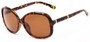Angle of Helena #1114 in Tortoise Frame with Amber Lenses, Women's Round Sunglasses
