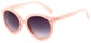 Angle of Wales #1662 in Pink Frame with Smoke Lenses, Women's Round Sunglasses