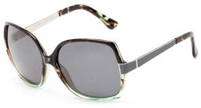 Angle of Granite #3202 in Green Tortoise/Silver Frame with Grey Lenses, Women's Square Sunglasses
