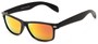 Angle of Elkhorn #4522 in Matt Black Frame with Orange/Red Mirrored Lenses, Women's and Men's Retro Square Sunglasses