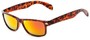 Angle of Elkhorn #4522 in Glossy Tortoise Frame with Orange/Red Mirrored Lenses, Women's and Men's Retro Square Sunglasses