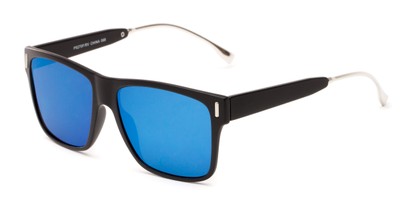 Angle of Ripley #5270 in Black Frame with Blue Mirrored Lenses, Women's and Men's Retro Square Sunglasses