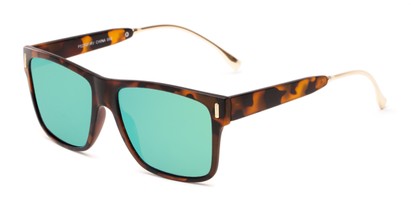Angle of Ripley #5270 in Tortoise Frame with Green/Blue Mirrored Lenses, Women's and Men's Retro Square Sunglasses