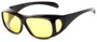 Angle of Haraz #4319 in Black Frame with Yellow Driving Lenses, Women's and Men's Square Sunglasses
