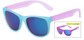 Angle of Waddington #3691 in Blue/Pink Lenses with Blue Mirrored Lenses, Women's Retro Square Sunglasses
