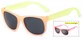 Angle of Fairweather #3690 in Orange/Yellow Frame with Smoke Lenses, Women's Retro Square Sunglasses