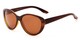 Angle of Petra #1312 in Brown Frame with Amber Lenses, Women's Cat Eye Sunglasses