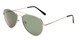 Angle of Rift #2000 in Matte Silver Frame with Green Lenses, Women's and Men's Aviator Sunglasses
