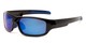 Angle of Ripcord #2194 in Black Frame with Blue Mirrored Lenses, Men's Sport & Wrap-Around Sunglasses