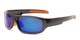 Angle of Ripcord #2194 in Grey/Orange Frame with Blue Lenses, Men's Sport & Wrap-Around Sunglasses