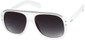 Angle of SW Retro Aviator Style #1934 in White/Silver  Frame with Smoke Lenses, Women's and Men's  
