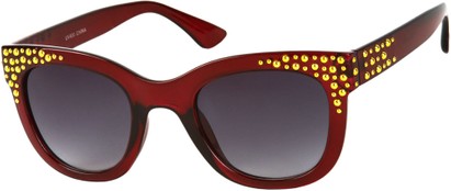 Angle of SW Studded Style #2973 in Red Frame with Smoke Lenses, Women's and Men's  