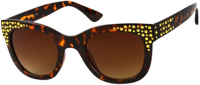 Angle of SW Studded Style #2973 in Tortoise Frame with Amber Lenses, Women's and Men's  