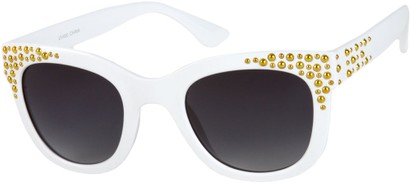 Angle of SW Studded Style #2973 in White Frame with Smoke Lenses, Women's and Men's  