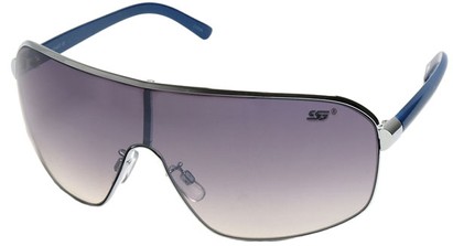Angle of SW Shield Style #8022 in Silver and Blue Frame, Women's and Men's  