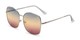 Angle of Kay #3135 in Silver Frame with Blue/Amber Faded Lenses, Women's Square Sunglasses