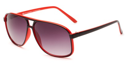 Angle of Sao Paulo #8199 in Black and Red Frame with Smoke Lenses, Men's Aviator Sunglasses