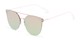 Angle of Saratoga #1616 in Rose Gold Frame with Yellow/Green Mirrored Lenses, Women's Retro Square Sunglasses