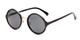 Angle of Sienna #5560 in Black/Silver Frame with Grey Lenses, Women's Round Sunglasses