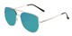 Angle of Slay #8803 in Silver Frame with Blue Mirrored Lenses, Women's and Men's Aviator Sunglasses