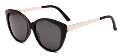 Angle of Soprano #2876 in Black/Silver Frame with Grey Lenses, Women's Cat Eye Sunglasses