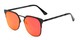 Angle of Striker #4300 in Matte Black Frame with Red Mirrored Lenses, Women's and Men's Browline Sunglasses