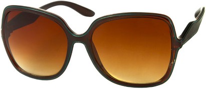 Angle of SW Oversized Style #3439 in Brown Frame with Amber Lenses, Women's and Men's  