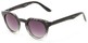 Angle of Sutter #1030 in Black/Green Tortoise Fade Frame with Smoke Lenses, Women's Round Sunglasses