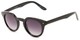 Angle of Sutter #1030 in Black Frame with Smoke Lenses, Women's Round Sunglasses