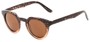 Angle of Sutter #1030 in Brown Leopard Fade Frame with Brown Lenses, Women's Round Sunglasses